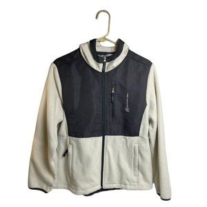 Free Country Men's Beige-Gray Quarter Zip Sweater Knit Fleece Jacket